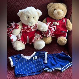 TOY SALE Build A Bear Cheerleader And Basketball Player NBA, Extra Outfit